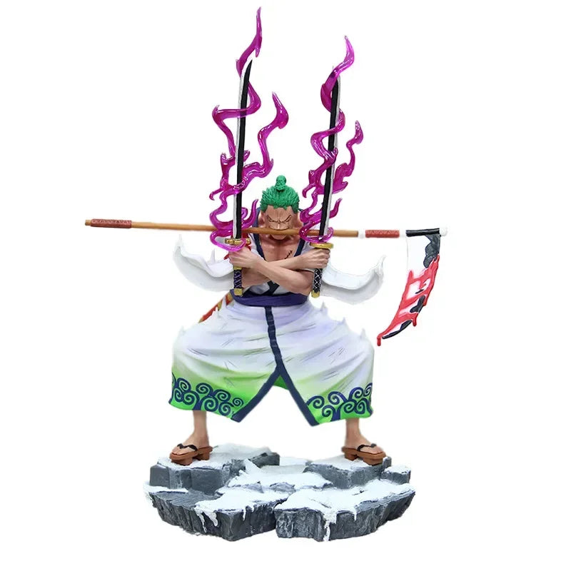 31cm One Piece Purgatory Ghost Slash Roronoa Zoro Anime Figure Santoryu Model Statue Desktop Decoration Toy Gifts Collectible