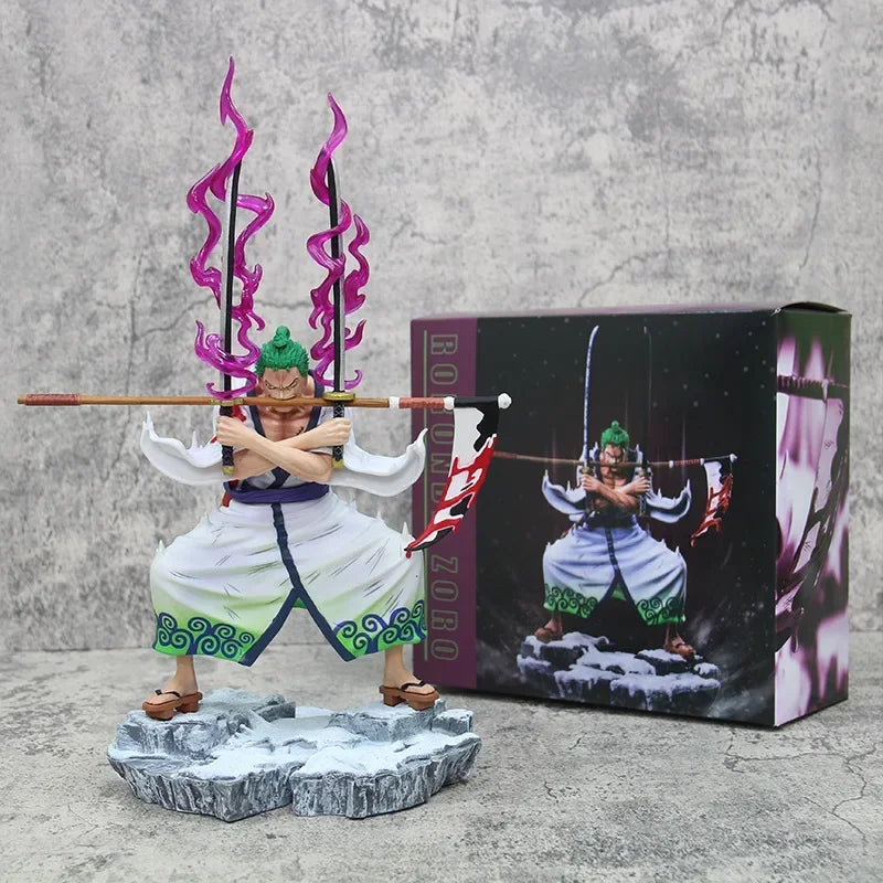 31cm One Piece Purgatory Ghost Slash Roronoa Zoro Anime Figure Santoryu Model Statue Desktop Decoration Toy Gifts Collectible