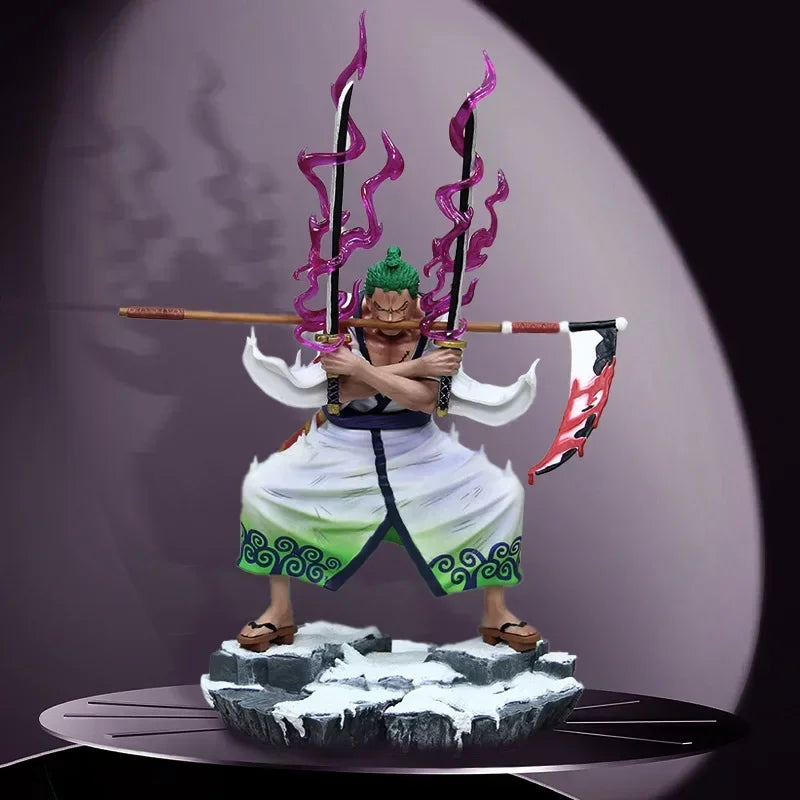31cm One Piece Purgatory Ghost Slash Roronoa Zoro Anime Figure Santoryu Model Statue Desktop Decoration Toy Gifts Collectible